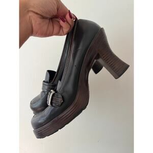 LEI Chunky Dark Brown Oxford Heel Shoes size 8.5 Y2K